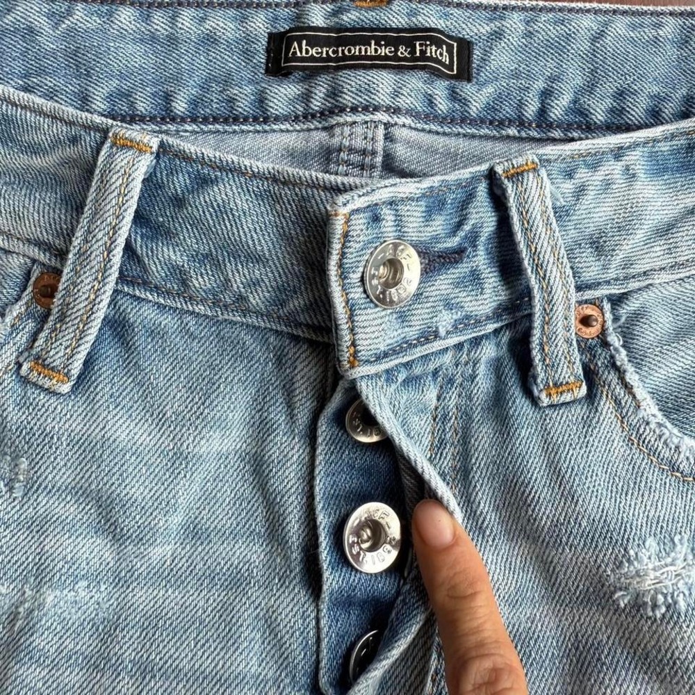 Abercrombie & Fitch Blue Distressed Denim Boyfriend Cutoff Shorts - Picture 2 of 8